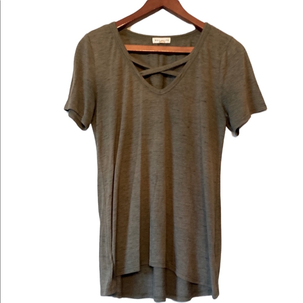 Socialite Army Green Short Sleeve Top